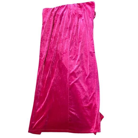 NWT Eloquii Velvet Pink Gathered Waist Front Slit Barbiecore Maxi Skirt size 14 - Picture 5 of 13